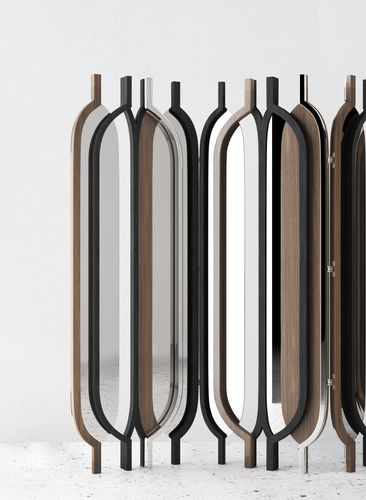 Paravent contemporain - HAWA 2 - Dar en Art  - en bois / en métal / noir