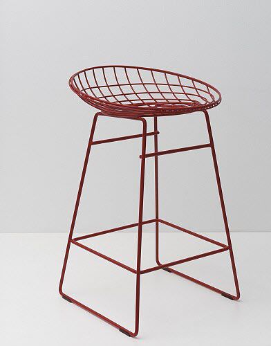Tabouret de bar contemporain - pastoe - avec piètement en acier / rouge