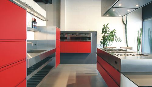Cuisine contemporaine - v - ABK InnoVent - en inox / en stratifié / avec îlot