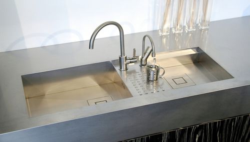 Évier 2 bacs - BARONGA - ABK InnoVent - sans égouttoir / en inox / encastrable