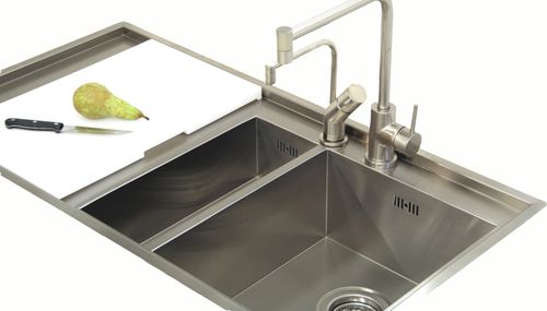 Évier 2 bacs - C2BARR01 - ABK InnoVent - avec égouttoir / en inox / encastrable