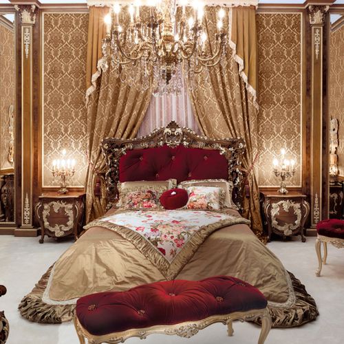 Lit double - FRATELLI RADICE SRL - de style / avec tête de lit tapissée / en bois laqué