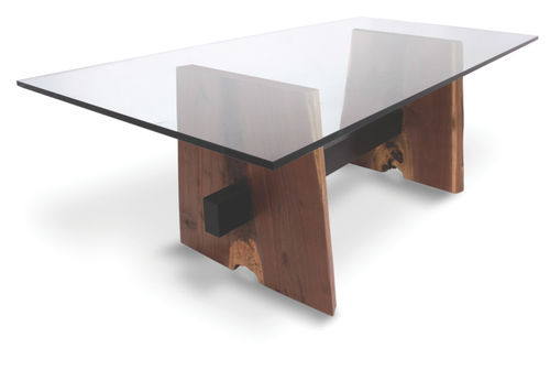 Table contemporaine - WALNUT BASE - Rotsen Furniture - en verre / rectangulaire / en matériaux de récupération
