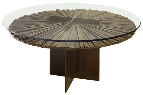 Table contemporaine - MANDALA - Rotsen Furniture - en verre / ronde / en matériaux de récupération