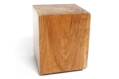 Tabouret contemporain - NATURAL SQUARE   - Rotsen Furniture - en bois / piètement central / en matériaux de récupération