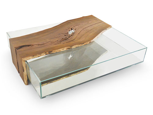 Table basse contemporaine - COCOBOLO - Rotsen Furniture - en verre / en bois massif / rectangulaire