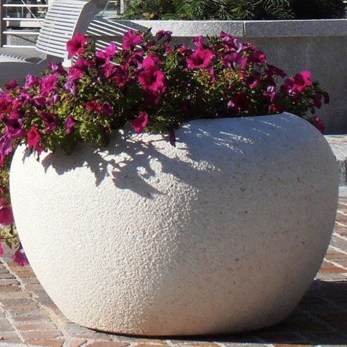 Jardinière en pierre reconstituée - LUNA  - BELLITALIA - ronde / avec réservoir / contemporaine