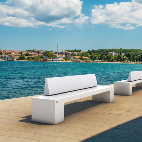 Banc public contemporain - ERACLEA BACK - BELLITALIA - en pierre reconstituée / avec dossier / sans accoudoirs