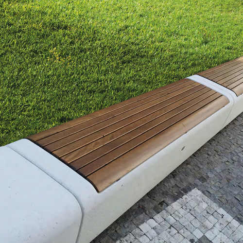Banc public contemporain - ONDA DW - BELLITALIA - en bois / en pierre reconstituée / sans dossier