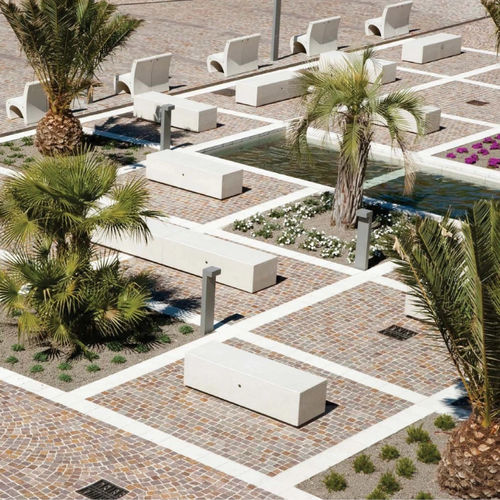 Banc public contemporain - DEMETRA D - BELLITALIA - en pierre reconstituée / sans dossier / sans accoudoirs