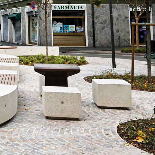 Tabouret contemporain - DEMETRA M - BELLITALIA - en pierre reconstituée / avec piètement en pierre reconstituée / piètement central
