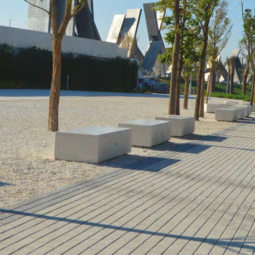 Banc public contemporain - KUBB D - BELLITALIA - en pierre reconstituée / sans dossier / sans accoudoirs