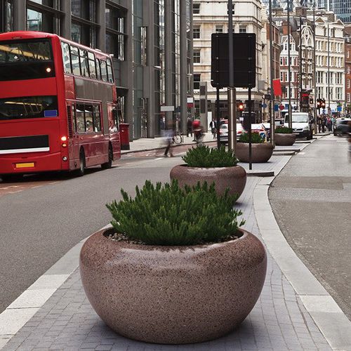 Jardinière en pierre reconstituée - VENERE - BELLITALIA - ronde / avec réservoir / contemporaine
