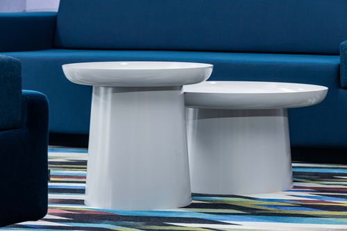 Table basse contemporaine - MUSETTE - De Vorm - en aluminium / avec piètement en métal / ronde