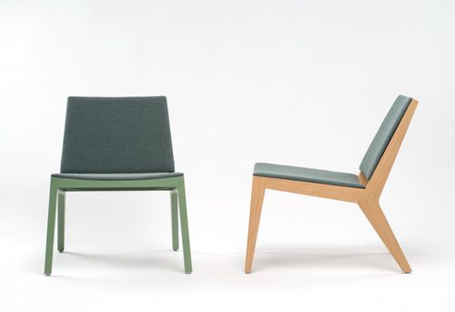 Chauffeuse contemporaine - WOOD ME LOUNGER  - De Vorm - en cuir / en tissu / en contreplaqué
