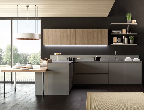 Cuisine contemporaine - MÉNTA_06 - MITON - en bois / en HPL / en L