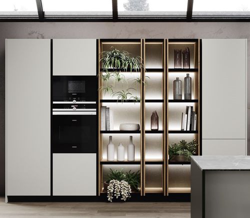 Bibliothèque contemporaine - WAIND_L - MITON - en bois / vitrée / avec éclairage intégré