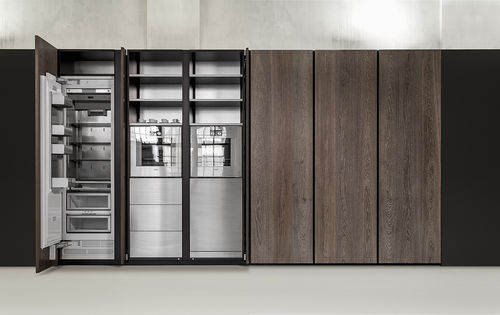 Armoire de rangement pour cuisine contemporain - WALL - Steininger Designers - en bois / en pierre naturelle / pour réfrigérateur
