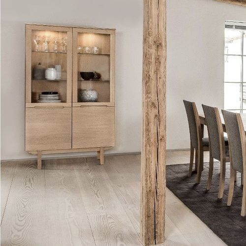 Vitrine armoire contemporaine - #307 - Skovby - à poser / en verre / en chêne