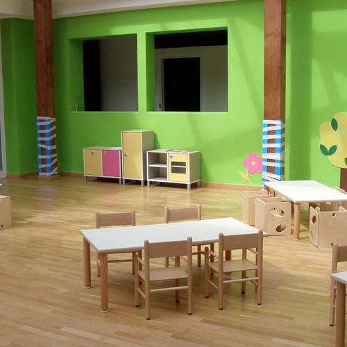 Table contemporaine - MI 454 - CAMILLO SIRIANNI SAS - en contreplaqué / avec piètement en bois / rectangulaire