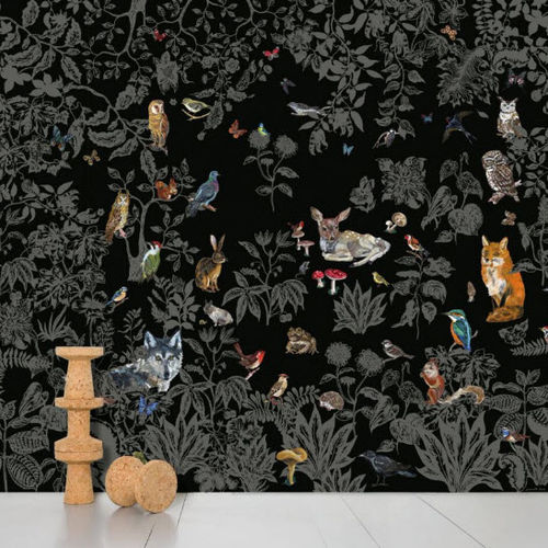 Papier peint contemporain - FÔRET NOIRE - Moustache - à motif animalier / non tissé / imprimé