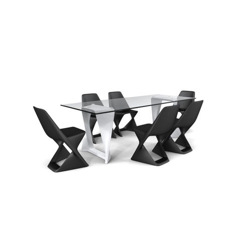 Table contemporaine - ISO - Qui est Paul - en polymère / avec piètement en acier