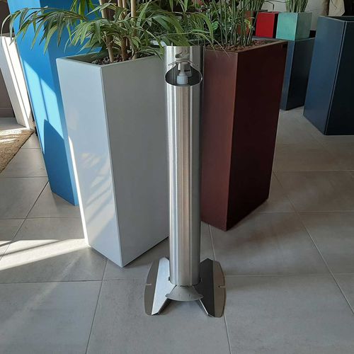 Distributeur de gel hydroalcoolique au sol - STEELAB SBD-HYMADE - ATELIER SO GREEN - autoportant / à pédale / personnalisable