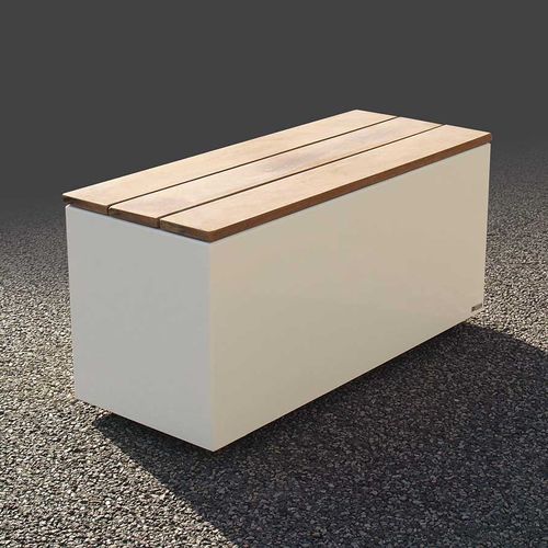 Banc de jardin contemporain - IMAGE'IN ASSBR - ATELIER SO GREEN - en bois exotique / en fibro-ciment / sans dossier