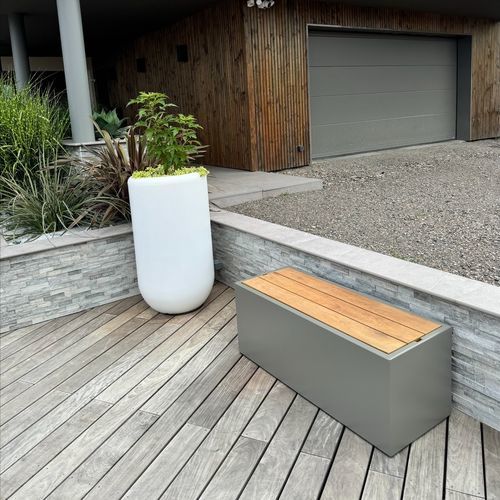 Banc de jardin contemporain - IMAGE'IN ASSBE - ATELIER SO GREEN - en bois / en fibro-ciment / sans dossier