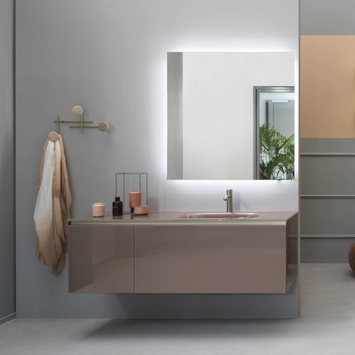 Meuble vasque suspendu - VOLUMI - ARTELINEA - stratifié / en verre / en résine