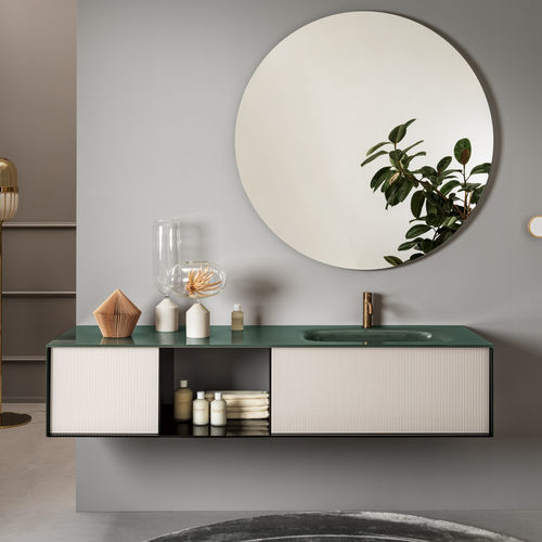 Meuble vasque mural - QUADRA - ARTELINEA - en HPL / contemporain / avec porte