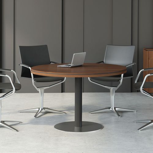 Table de réunion contemporaine - STATUS - MDD - en placage de bois / rectangulaire / ronde