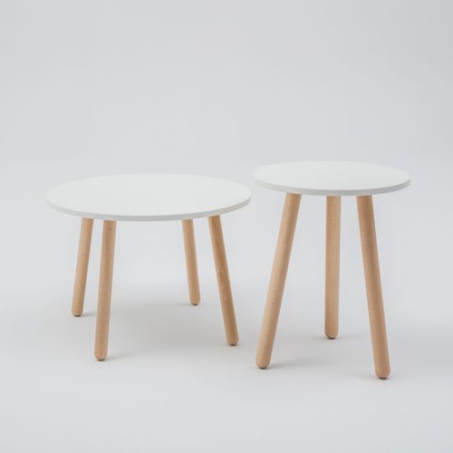 Table basse contemporaine - MDD - en bois / ronde / résidentielle