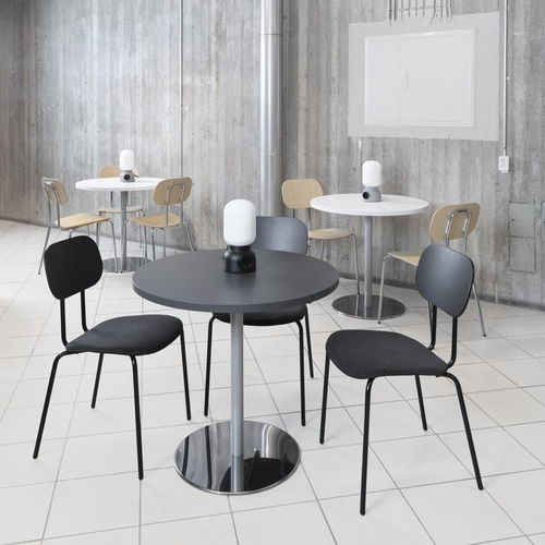 Table bistrot contemporaine - ST - MDD - en métal chromé / en acier à revêtement par poudre / en mélaminé