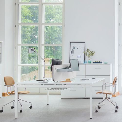 Bureau pour open space - OGI Y BENCH - MDD - contemporain / en acier à revêtement par poudre / en mélaminé