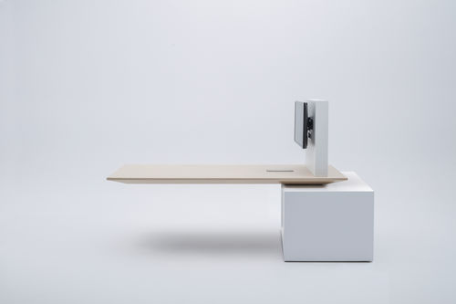 Table de réunion contemporaine - GRAVITY - MDD - en HPL / avec piètement en MDF laqué / rectangulaire