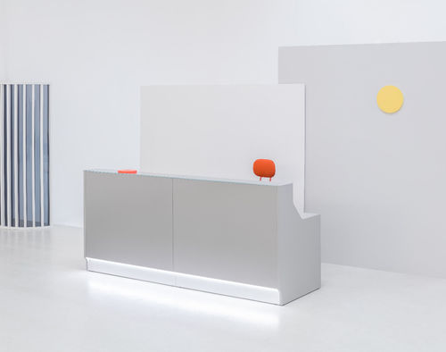 Banque d'accueil modulable - LINEA: LIN25 - MDD - en verre / en inox / en mélaminé