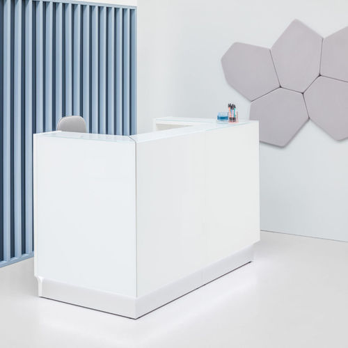 Banque d'accueil modulable - LINEA: LIN40L - MDD - d'angle / stratifiée / en inox