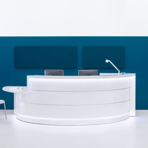 Banque d'accueil modulable - VALDE: LAV61L - MDD - en arc de cercle / stratifiée / en verre