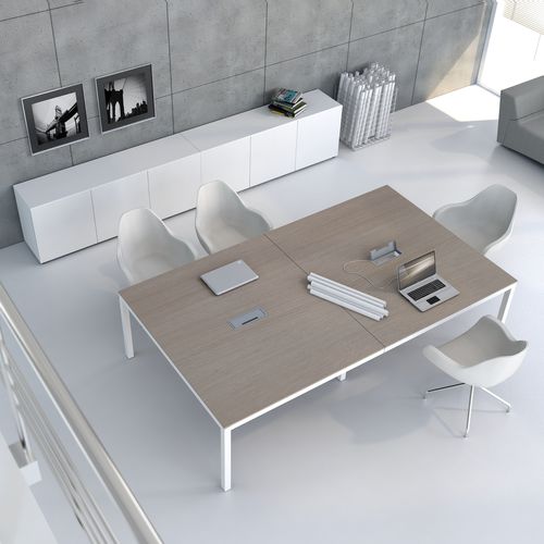 Table de réunion contemporaine - IMPULS - MDD - en chêne / en châtaignier / en aluminium