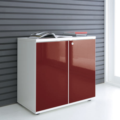 Armoire de classement basse - GLOSS - MDD - haute / stratifiée / avec porte battante