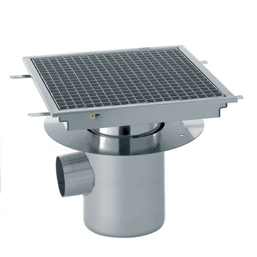Siphon de sol en métal - 507 160 - Tournus - pour cuisine / avec grille / vertical