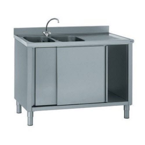Meuble évier en acier inox - CUPBOARDS - Tournus - sur pieds / pour cuisine professionnelle / professionnel