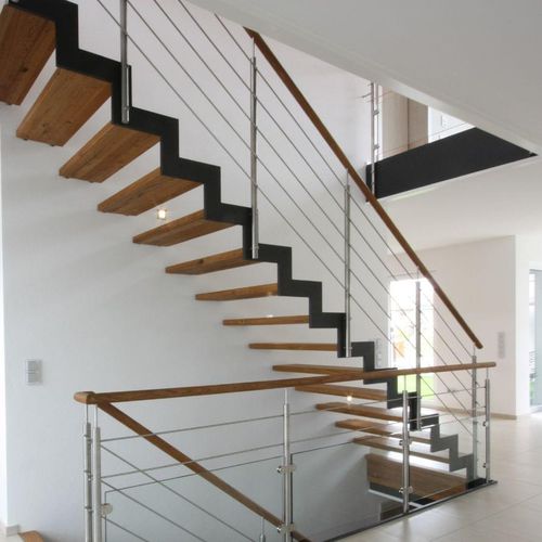 Escalier droit - FERRO : 5278 - Créateur d'escaliers Treppenmeister - à marches en bois / structure en métal / résidentiel