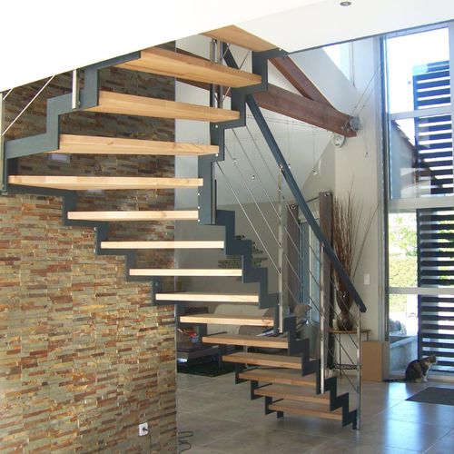 Escalier quart tournant - FERRO : 5311B - Créateur d'escaliers Treppenmeister - à marches en bois / structure en métal / contemporain