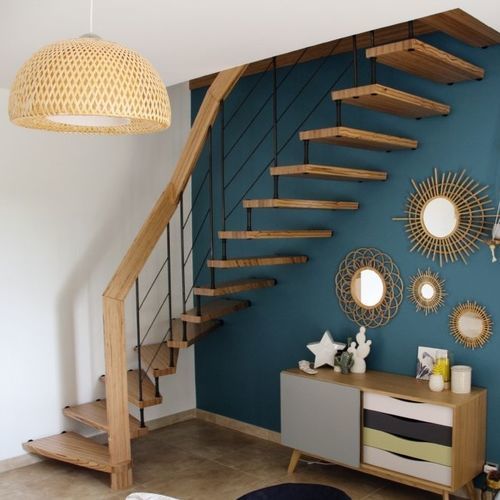 Escalier quart tournant - NOVA - Créateur d'escaliers Treppenmeister - à marches en bois / en bois / en verre