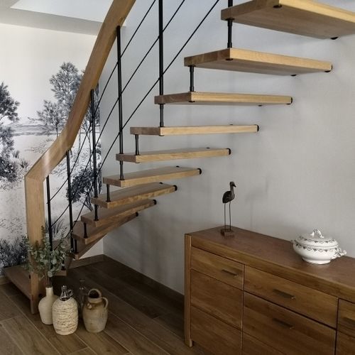 Escalier suspendu - Systemtreppe - Créateur d'escaliers Treppenmeister - droit / quart tournant / à marches en bois
