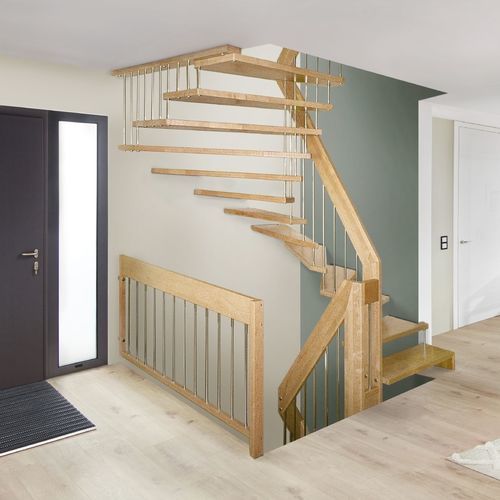 Escalier suspendu - VIVA - Créateur d'escaliers Treppenmeister - demi-tournant / à marches en bois / à marches en métal