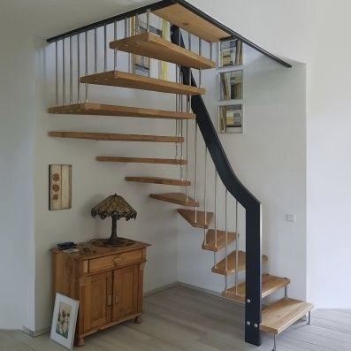 Escalier quart tournant - VIVA  - Créateur d'escaliers Treppenmeister - demi-tournant / à marches en bois / en métal