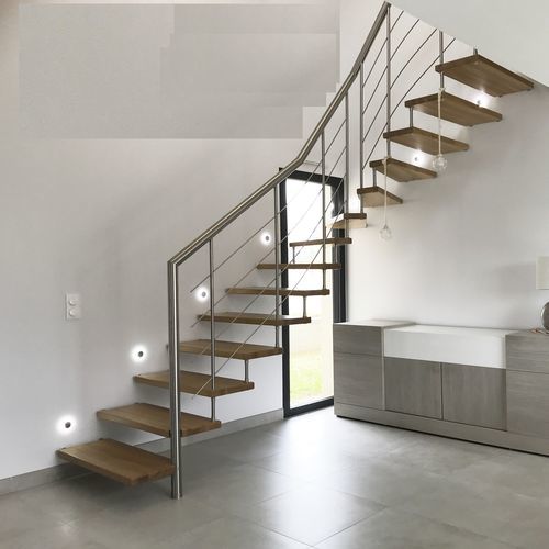 Escalier quart tournant - JET - Créateur d'escaliers Treppenmeister - à marches en bois / en métal / en bois